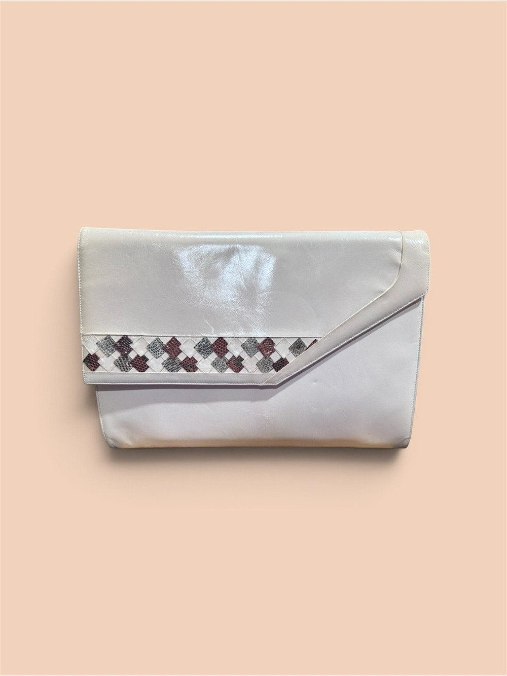 Bally Leather Clutch /Shoulder Bag 2Way with Woven Exotic Leather, dust bag